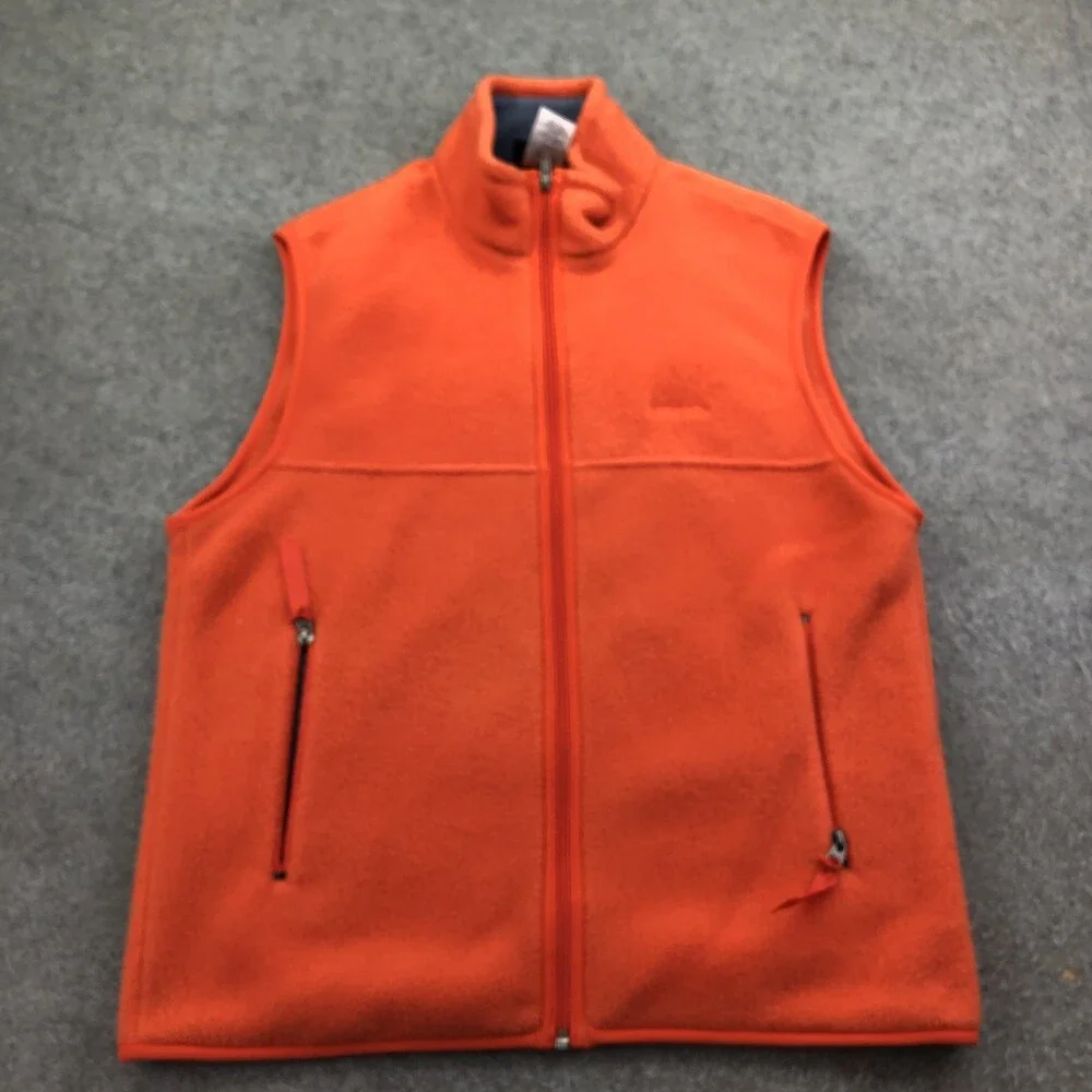 Patagonia Vest Mens Medium Orange Synchilla Fleece Full Zip Pockets Outdoor